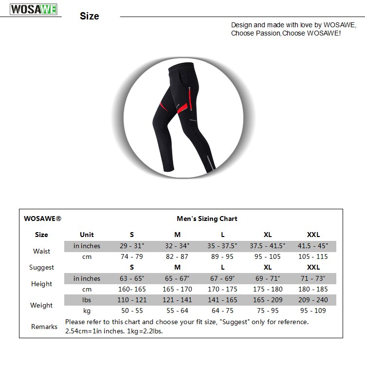 WOSAWE Winter Cycling Pants Men Fleece warm Windproof waterproof Racing MTB Bicycle Riding Pants cycling Trousers