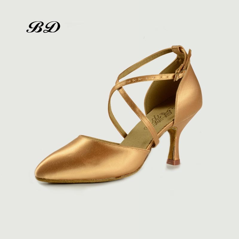 TOP BD Modern Dance Shoes Female Adult Soft Bottom GB Waltz Two truncations Women's Shoe Non-slip Real Leather Sole 103 FREE BAG