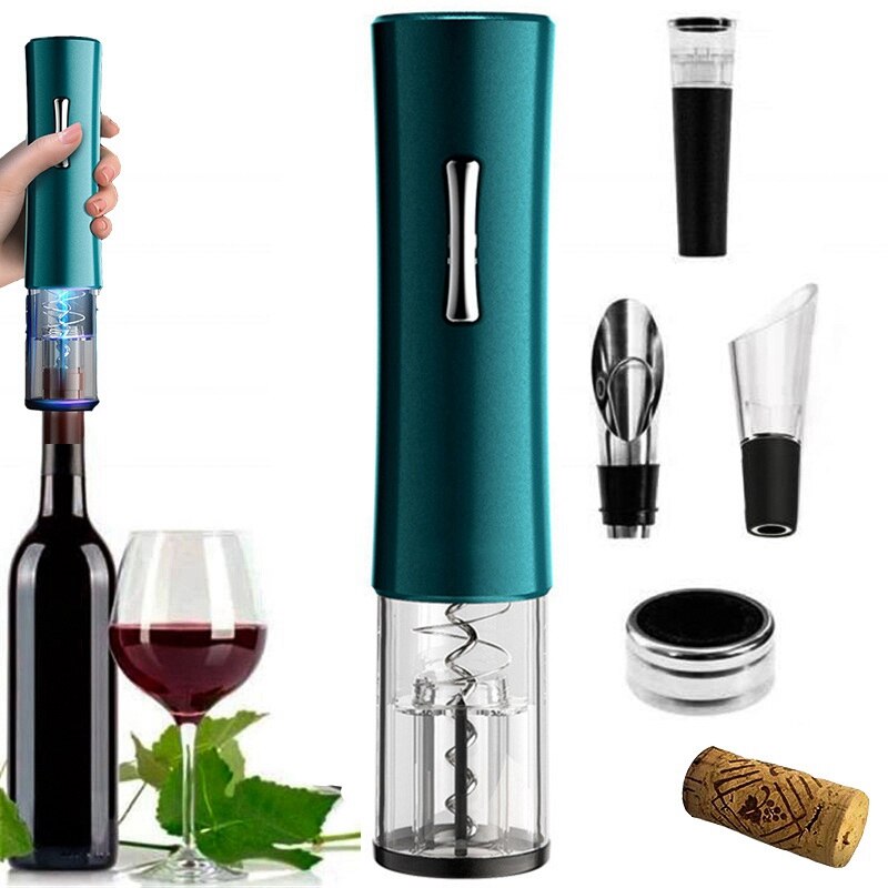 Smart Electric Wine Opener Corkscrew Cordless Automatic Corkscrew Wine Bottle Openers Dry Battery Kitchen Tool: black