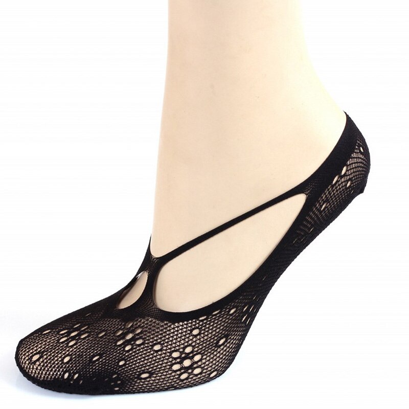 3 pairs Of Cross Boat socks Female Lace Five Finger socks Sling Breathable Mesh Anti-hook Crystal socks: Blue