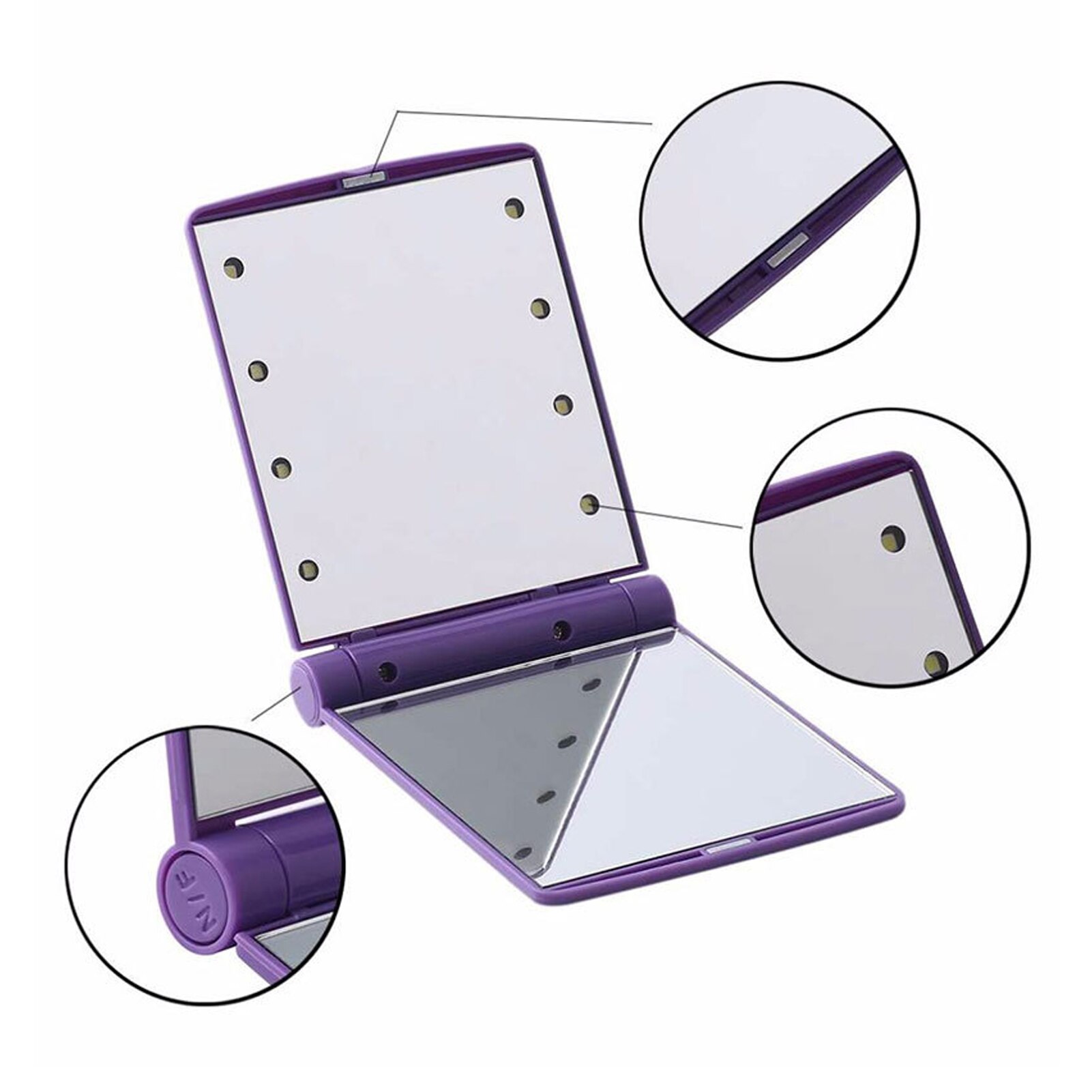 Foldable 8LED Lighted Makeup Vanity Mirror Tabletop Adjustable Brightness Lamp Cosmetic Table Makeup Mirror