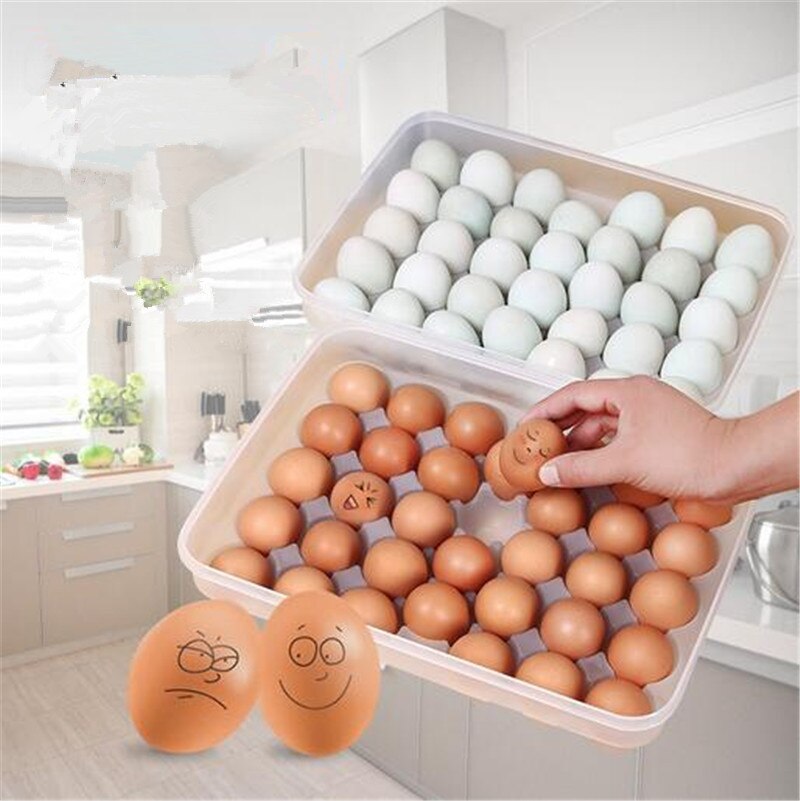 Egg oppbevaringsboks 34 rist brett kjøleskap ferskboks oppbevaringsboks boks bærbar egg crisper binger kjøkken produkt