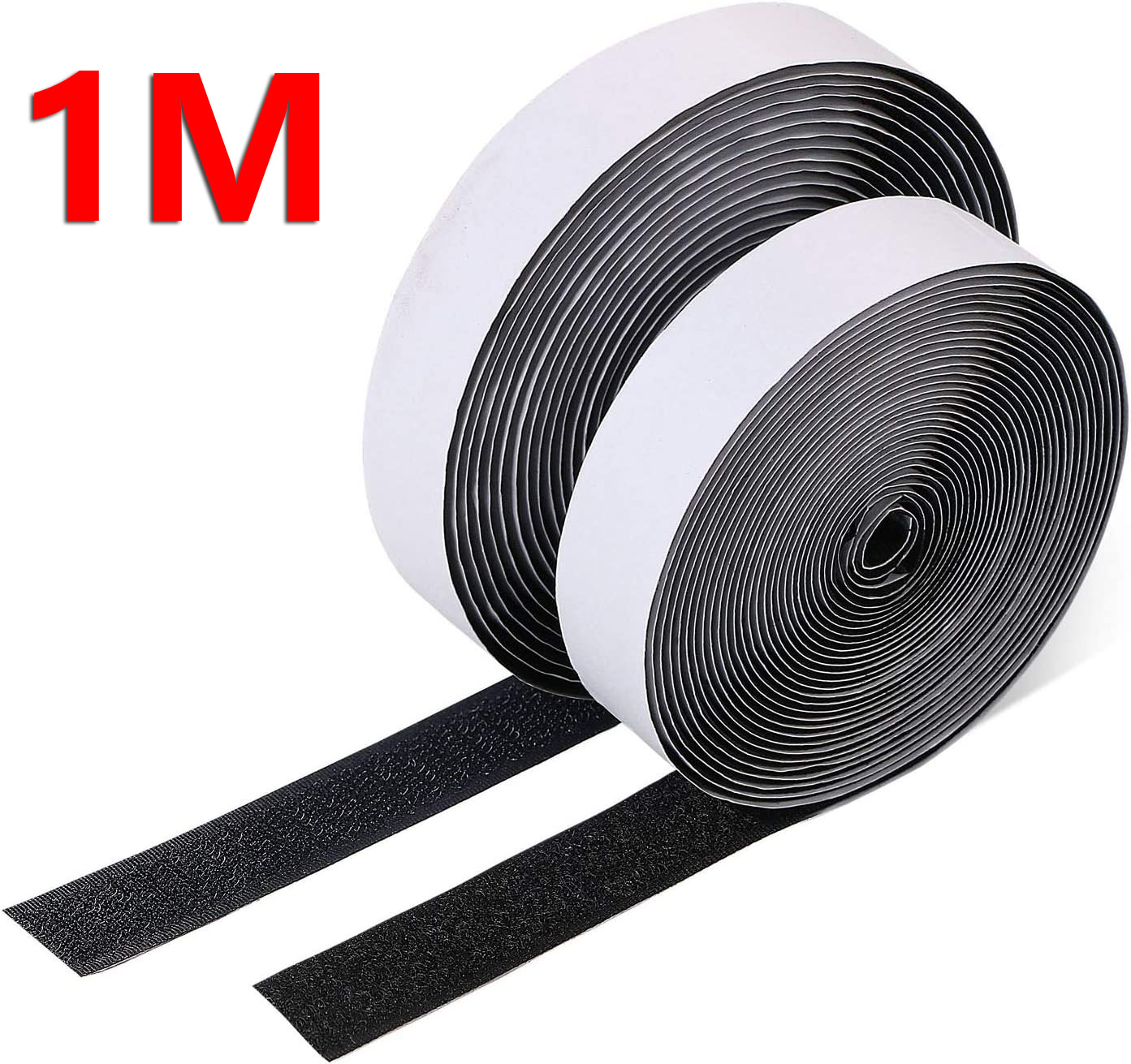 Hook & Loop Tape20-50mm Wide, Magic Sticker Tape, Double Sided Self Adhesive Tape For Picture Frames, Mosquito Nets, Carpets, DI: 15mm / black