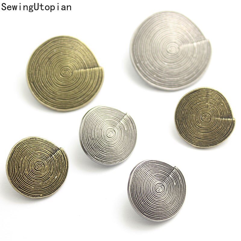 10 stk 18/23/25mm spiral retro metal knapper håndsyet afslappet vindjakke knap antik bronze gammel sølv formede knapper