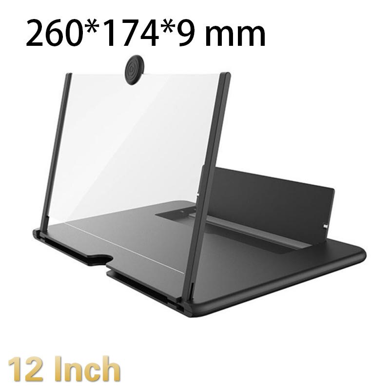 Thin Foldable Mobile Phone Amplifier Magnifier Fordable 3D Amplifier Video 10/12 Inch Drawable 3D Mobile Phone Screen Amplifier: 12 inch Black