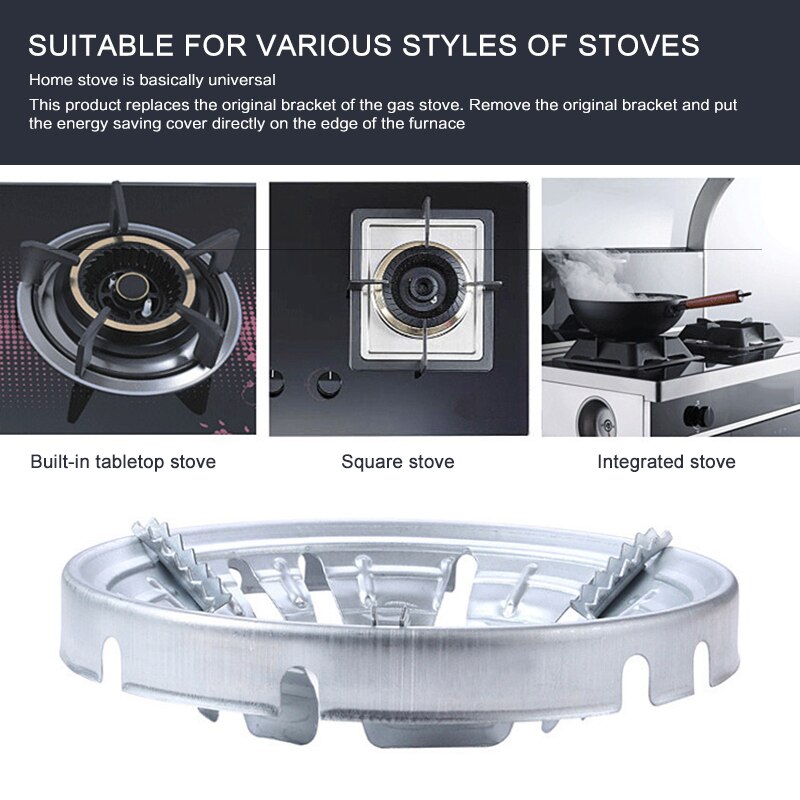 Gas Stove Fire Ring Stainless Steel Accessories Insulation Gas Stove Cover Ring Reducer Pot Rack Energy Saving 8 Holes Windproof