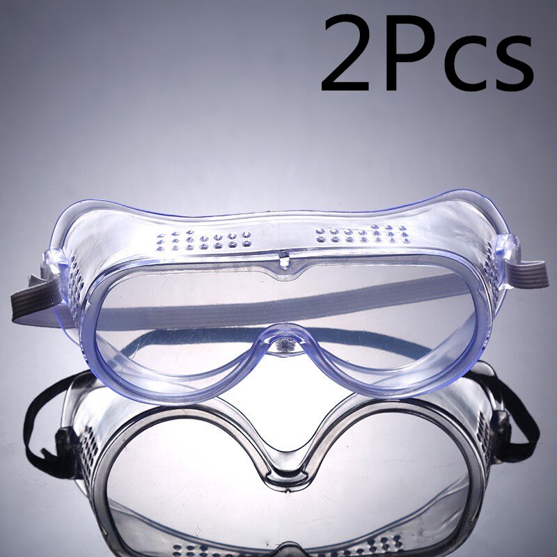 Beskyttelsesbriller 1/2 stk klar anti-tåge beskyttelsesbriller øje kemisk ansigtsbeskyttelsesbriller uv beskyttende anti-tåge stænk anti støv: 2 stk