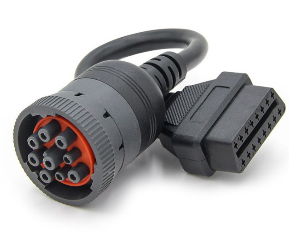 J1939 9Pin Diesel female To OBD2 16Pin Female Cable for cummins deutsch 9-pin Car Diagnostic Tool Adapter Converter