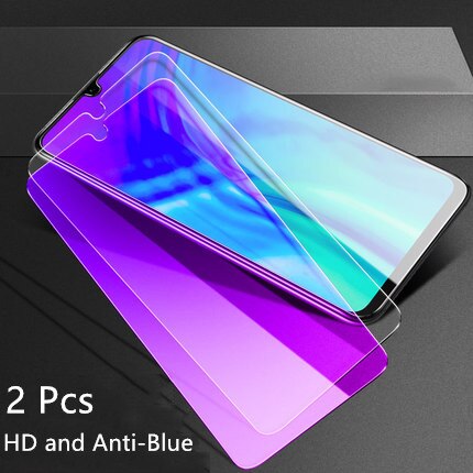 2Pcs Full Tempered Glass On Honor 10i 8A Pro 20 Lite 20S Anti-Blue-ray 9H Screen Protector Film For Huawei Y6 Y7: Honor 20S / HD And Anti-Blue-Ray