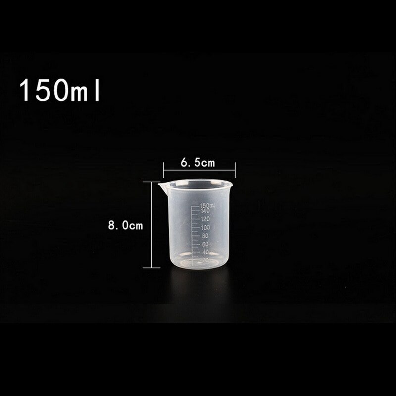 Vasos medidores graduados de plástico para hornear vaso de precipitados, recipiente para jarra con medidas líquidas, 20/ 30 /50/300 /500/1000ml: 150ML