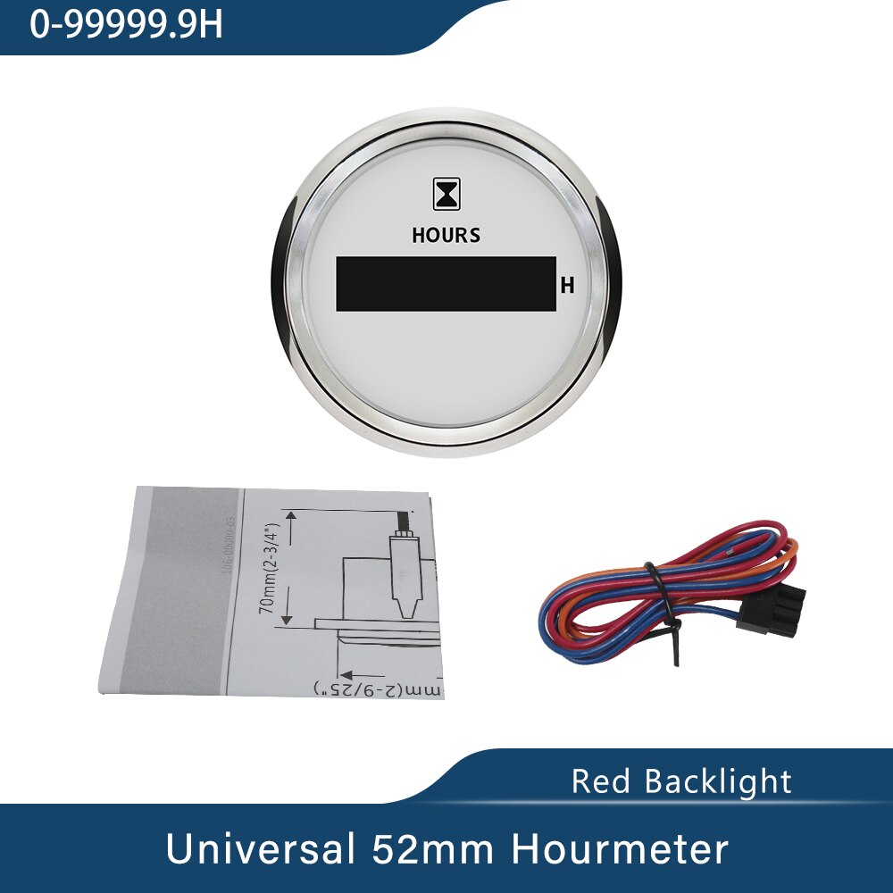 LCD Display Waterdicht 2 "Digitale Urenteller voor Bike Motorcycle ATV Auto Boot Met Rode Backlight 9- 32 V