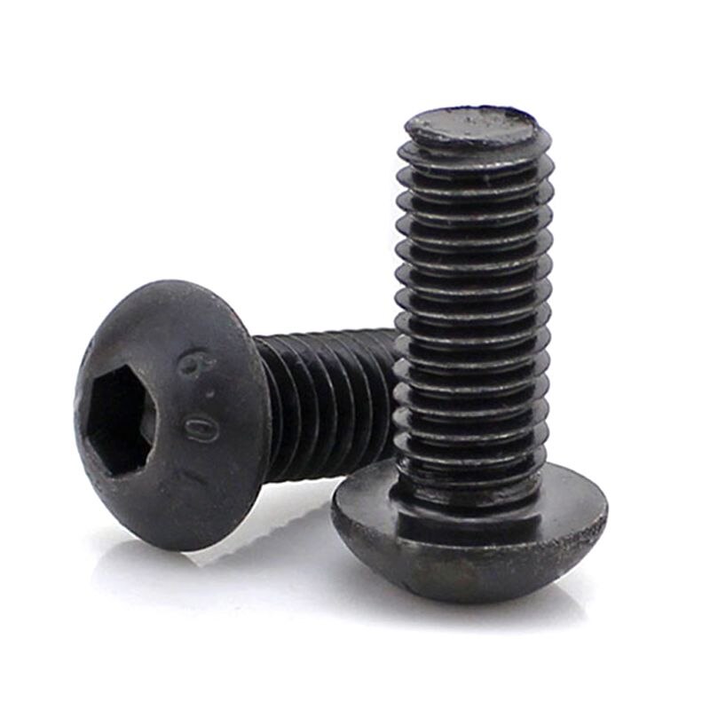 100Pcs Button Head Hex Socket Cap Screw Bolt Black M6X12mm & M6X20mm