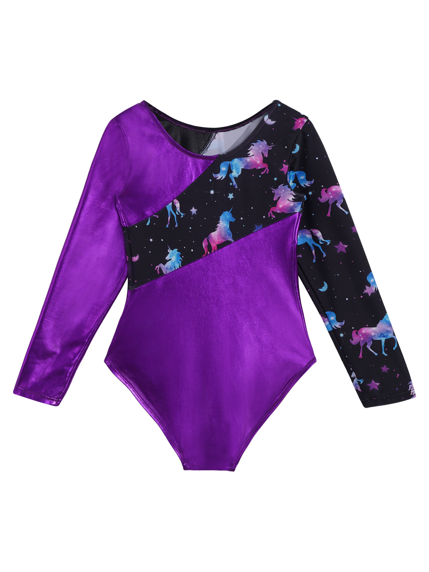 Kids Girls Gymnastics Workout Leotard Long Sleeves Cartoon Printed Ballet Dance Jumpsuit Bodysuit Ballerina Costumes Leotard