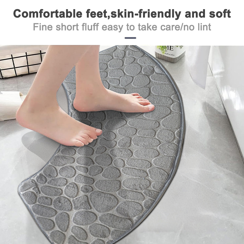 3D Non Slip Bathroom Velvet Mat Cobblestone Embossed Bath Mat Absorbent Doormat Carpet Door Floor Mat Machine Wash Dry Quickly