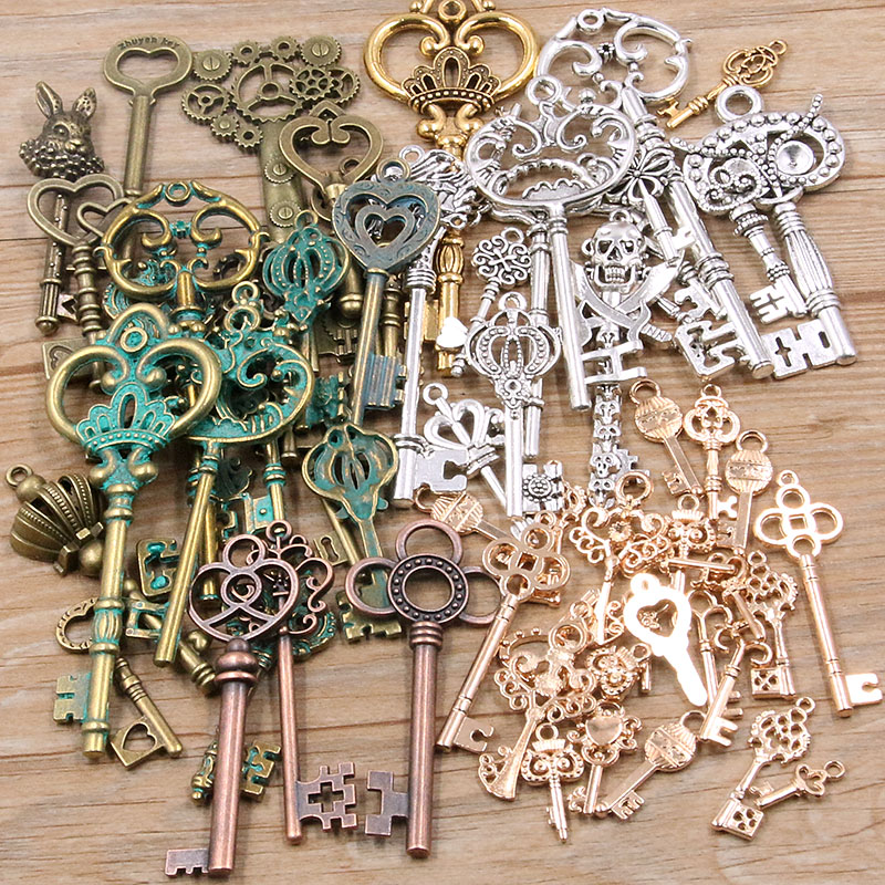 100g 50g 30g dijes de llave mezclados 6 pulseras de colores collar artesanía colgante de Metal para fabricación de joyería suministros de bricolaje al por mayor: 12 mm / Rojo