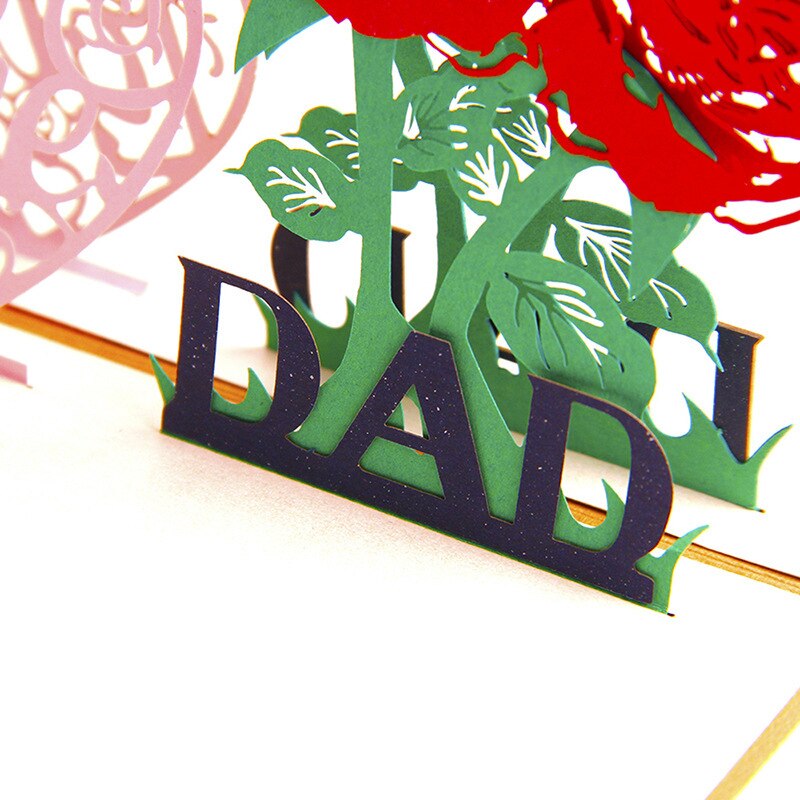 I Love Dad Handmade 3D Pop Up Postcard Father's Day Greeting Card Thank Dad Birthday Card with Matching Envelope