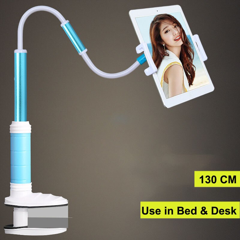 Vmonv 130cm desktop tablet telefon holder justerbar montering til ipad tablet 4 to 12.9 tommer seng tablet pc stativ metal støtte: 130cm blå