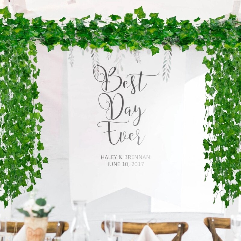 Enredadera de plantas artificiales de 200cm, hoja verde, hiedra, vid para decoración del hogar y boda, guirnalda colgante diy, flores artificiales