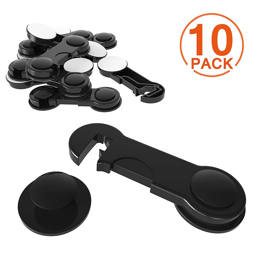10Pcs Baby Veiligheid Plastic Lock Catch Kinderen Bescherming Koelkast Klink Lock Sluiting Voor Kast, Zwart