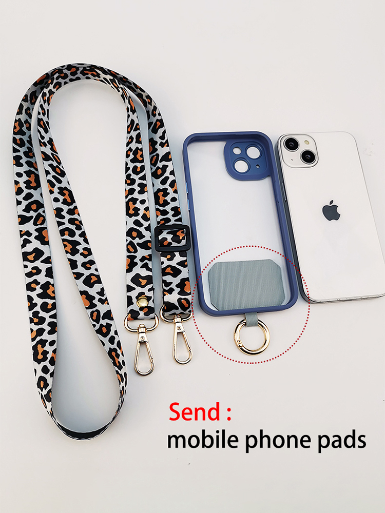 Leopard Print Crossbody Smycz do telefonu komórkowego Pasek na szyję Smycze do telefonu komórkowego Łańcuszek z uniwersalną uszczelką do wszystkich etui na telefon