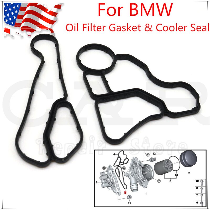 Cooler Seal & Oil Filter Housing Gasket for BMW E6... Grandado