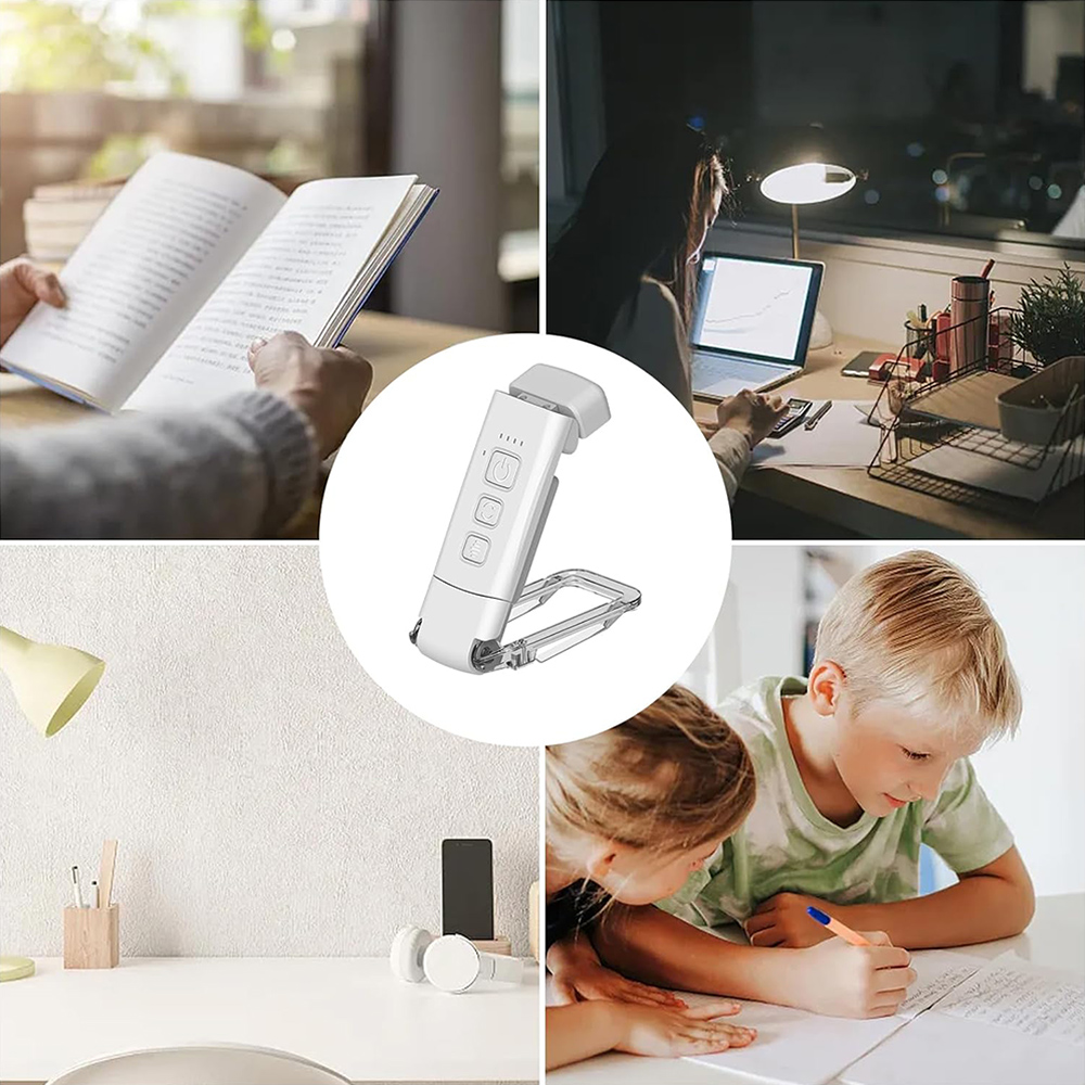 Luz de lectura de libros para lectura de cama, recargable, portátil, con Clip, luz de lectura LED, Mini lámpara de escritorio alimentada por USB regulable