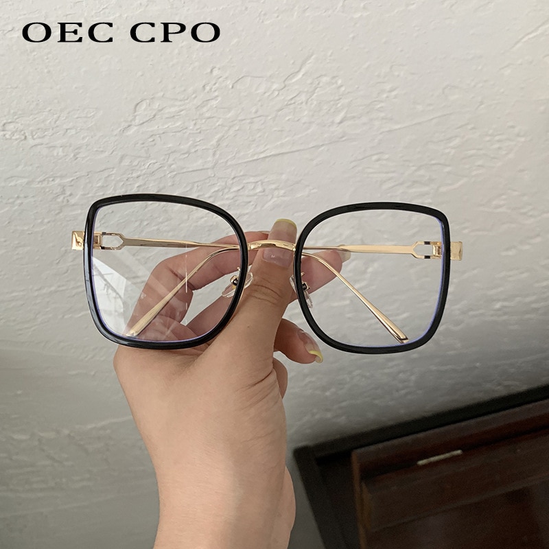Metal Black Classic Square Clear Glasses Frame Women Men Anti Blue Light Glasses Clear Lens Optical Reading Eyeglasses