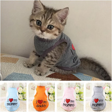 Vêtements pour animaux de compagnie "j'aime maman" imprimé chien chat vêtements t-shirts été respirant coton T-shirt pour chaton chats chiot petits chiens