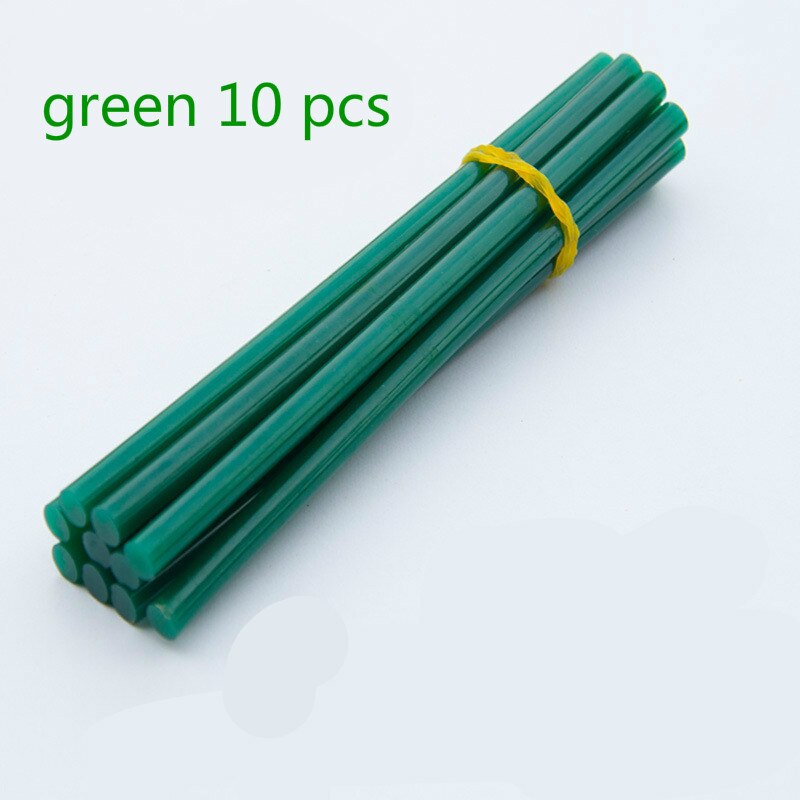 Grøn 10 stk smelteklæbestang 7mm smelteklæbemiddel, silicagel glasmelt klæbende limpindefarve