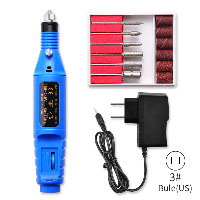 Kit de perceuse à ongles électrique professionnelle, Machine à poncer, polissage et meulage, stylo pour Nail Art, lime et pédicure, outil pour Nail Art, 1 Kit: 3