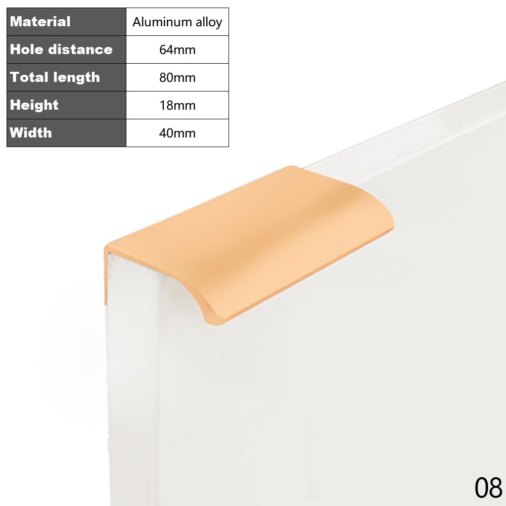 Goud Zwart Verborgen Kast Trekt Aluminium Keukenkastje Schuifladegrepen Knoppen Handvat Slaapkamer Hardware 8-40Cm: Gold-8cm