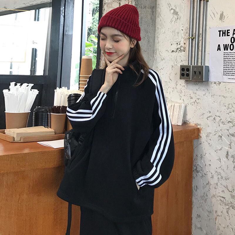 autumn women's loose stand-up collar zipper pullover long-sleeved sweater top