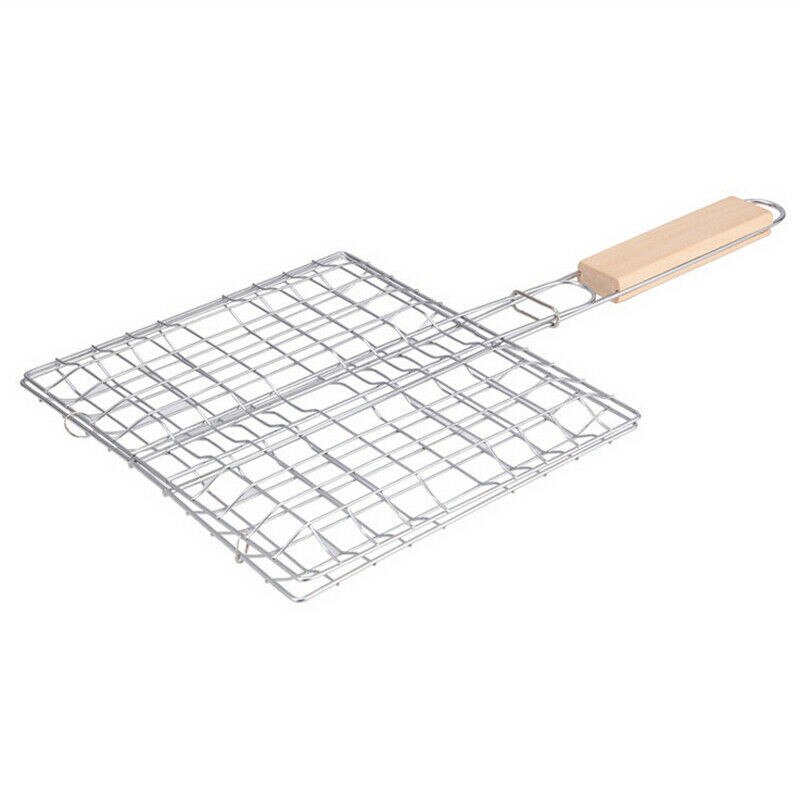 Portable BBQ Grilling Basket Stainless Steel Nonstick Barbecue Grill Basket Tools Grill Mesh for Fish Meat Hamburger