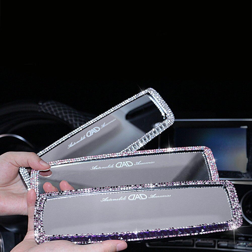 Espejo retrovisor Interior para coche, diamante, espejo retrovisor amplio Universal, diamantes de imitación decorativos, accesorios interiores para coche para chica