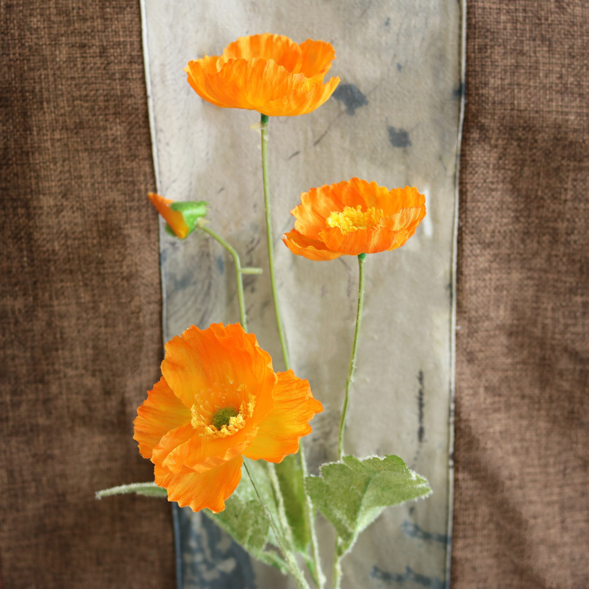 4 kunstige valmuer diy bryllup julefest hjem dekoration silke blomst væg materiale stue dekoration: Orange