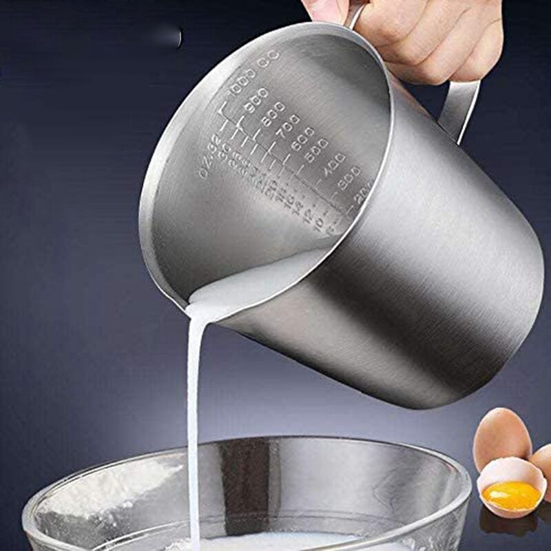 Stainless Steel Measuring Cups 3 Pack Measuring Pitcher with Handle Measuring Cup with Markings for Latte Art Container