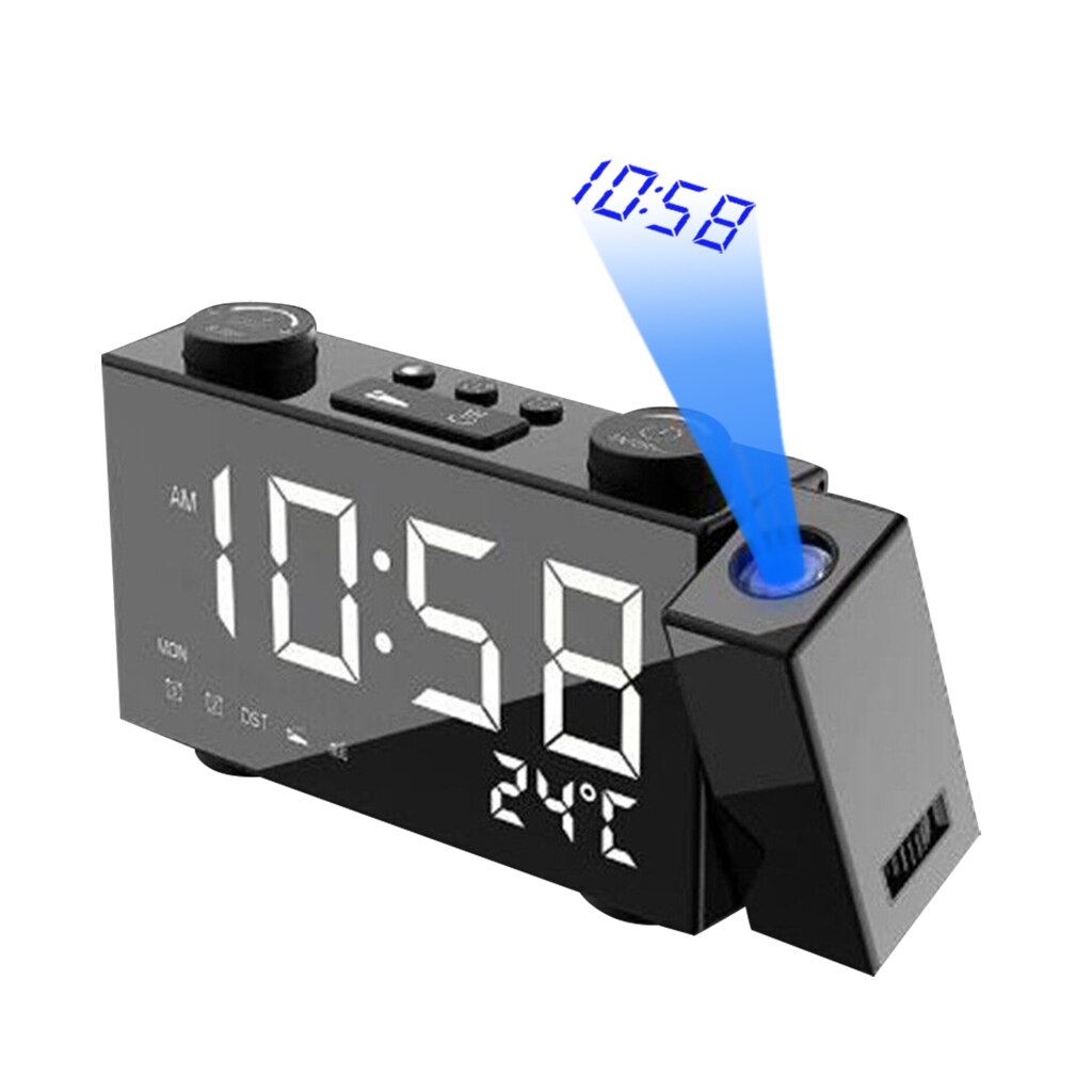 FM Radio Projection Alarm Clock Digital Multifunction Projector Desk Table LED Display Clock Time Voice Talking Projection Z0604