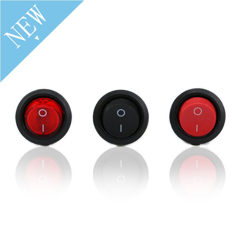 ON/OFF Round Rocker Toggle AC Switch 6A/250V 10A/125V ON-OFF ON OFF Plastic Push Button Switch 2pin 3pin Red Black