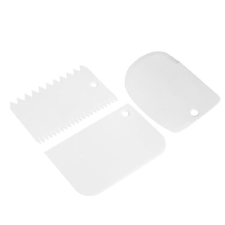 3 stk kage værktøj kage skraber uregelmæssige tænder kant diy skraber kage dekoration fondant wienerbrød fræser bagning spatler værktøj forme: Hvid