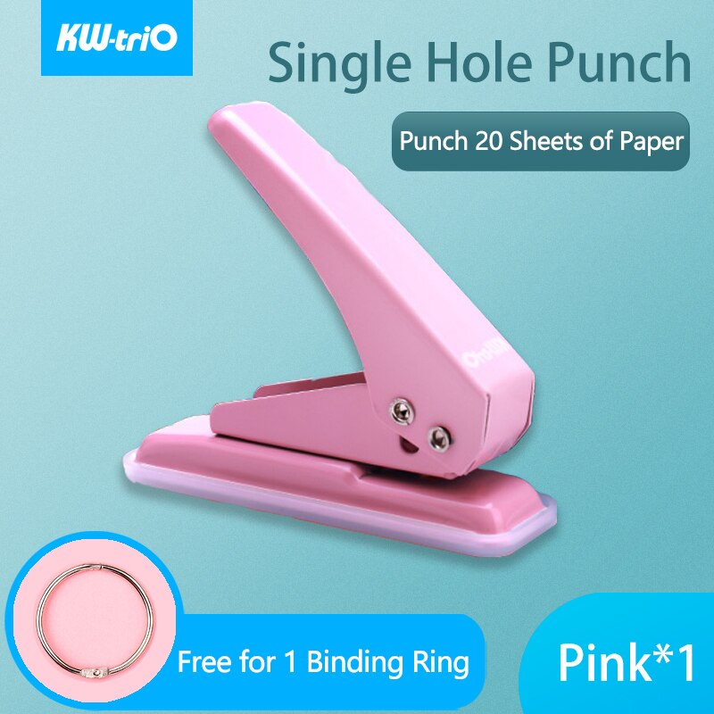KW-triO 2-Hole Paper Punch Notebook Round Hole Puncher DIY A4/A5/A6/B5/B6 Paper Drilling Book Puncher Office Supplies: Metal Puncher-Pink