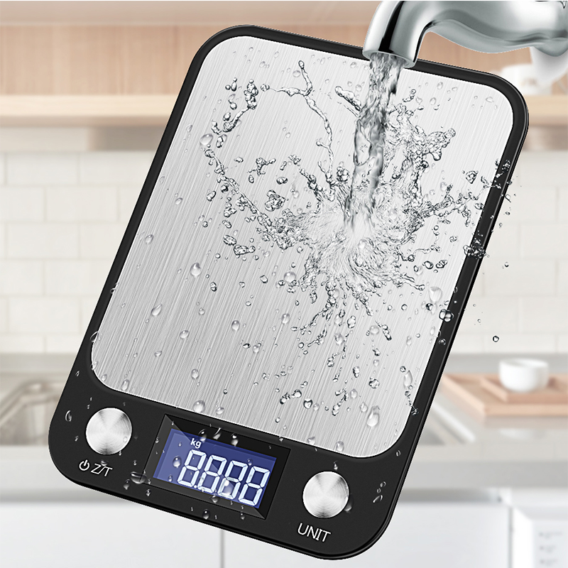 Báscula de cocina con botón táctil, balanza Digital multifunción de acero inoxidable para pesar alimentos, 10kg x 1g, pantalla LCD