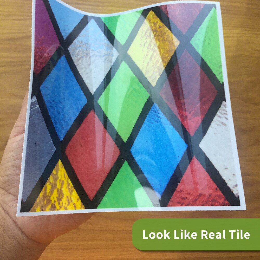 10/15cm x 25 pieces Imitation stained glass Tile stickers PVC waterproof sticker self-adhesive PVC Morocco balcony wallsticker