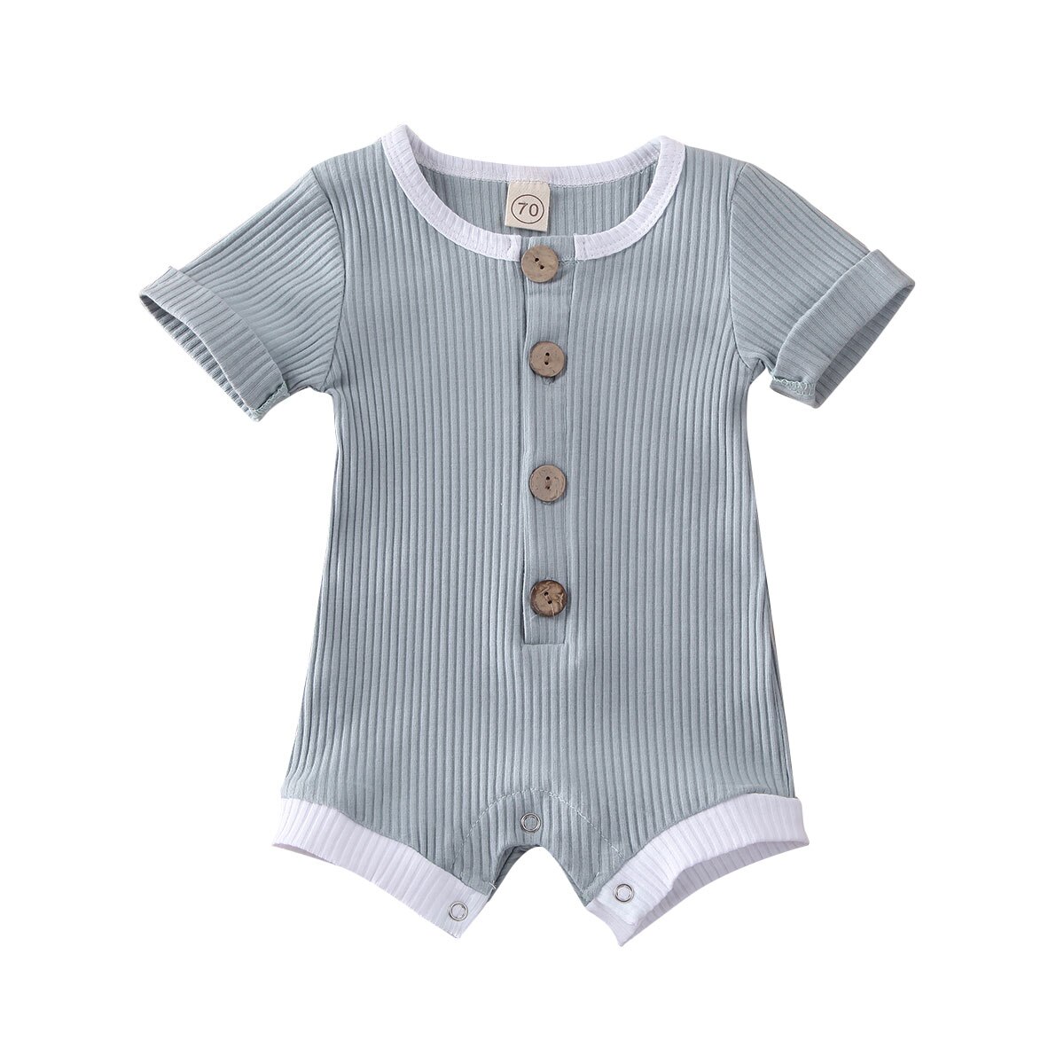 Zomer Baby Kleding Pasgeboren Baby Baby Jongens Meisjes Kleding Geribbeld Solid Romper Jumpsuit Korte Mouw Outfit 0-18M: B / 18m