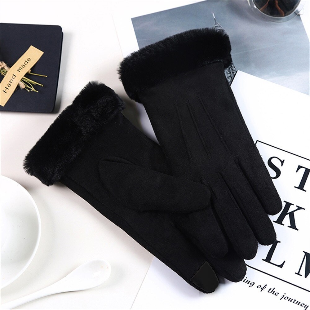 Women's Gloves In Autumn And Winter Windproof Warm Plus Velvet Gloves Winter Snow Ski Warm Gloves Riding Cycling Cute Gloves#t2