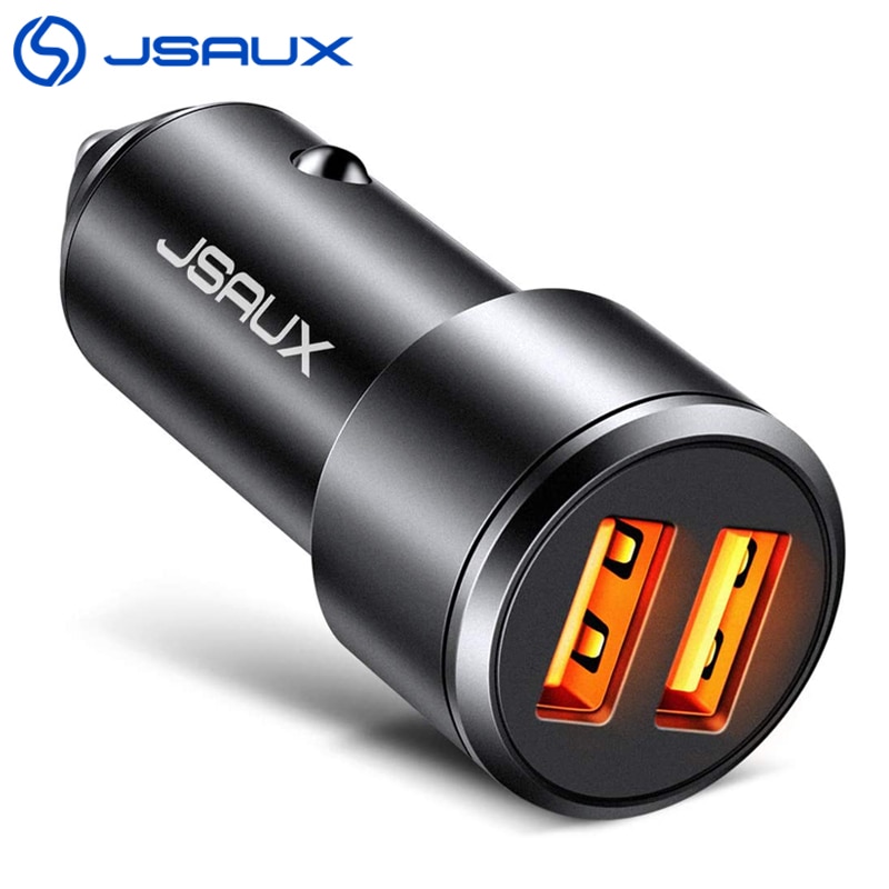 Autolader Jsaux Quick Charge 3.0 3A Dual Usb-poorten 36W Snelle Auto Adapter Voor Samsung Galaxy Xiaomi Huawe iphone Telefoon Oplader