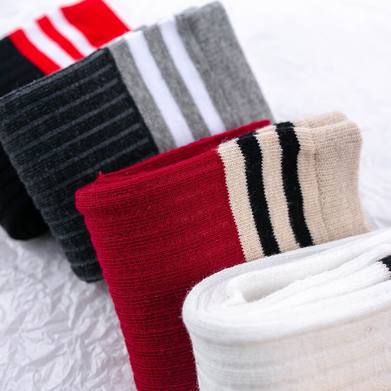 Baumwollsocken für freundlicher, lässige gestreifte schulsocken, kniehoch, aus weicher, atmungsaktiver baumwolle, für jungen und mädchen, lange socken über dem knie