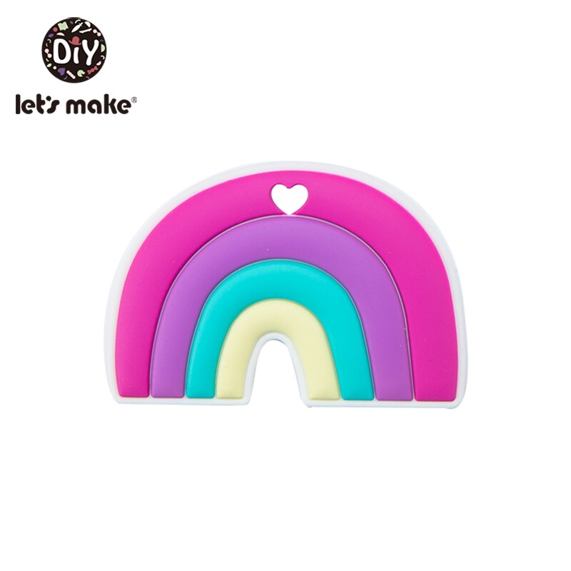 Laten We 10Pcs-Sets Baby Bijtringen Silicone Speelgoed Accessoires Food Grade Gratis Bpa Silicone Rainbow Cartoon Bijtring Baby Producten: rose red