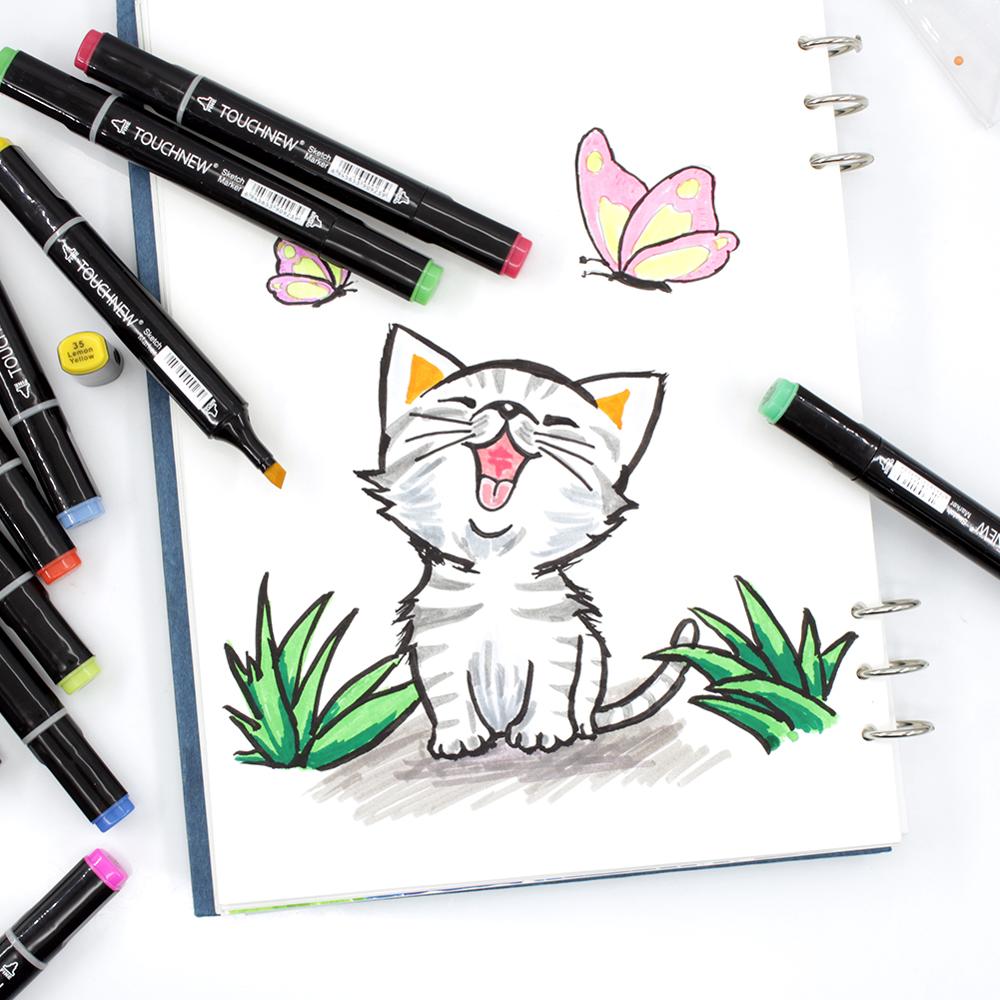TOUCHNEW 60 couleurs marqueurs Manga dessin marqueurs stylo à base d'alcool croquis feutre-pointe double pinceau stylo