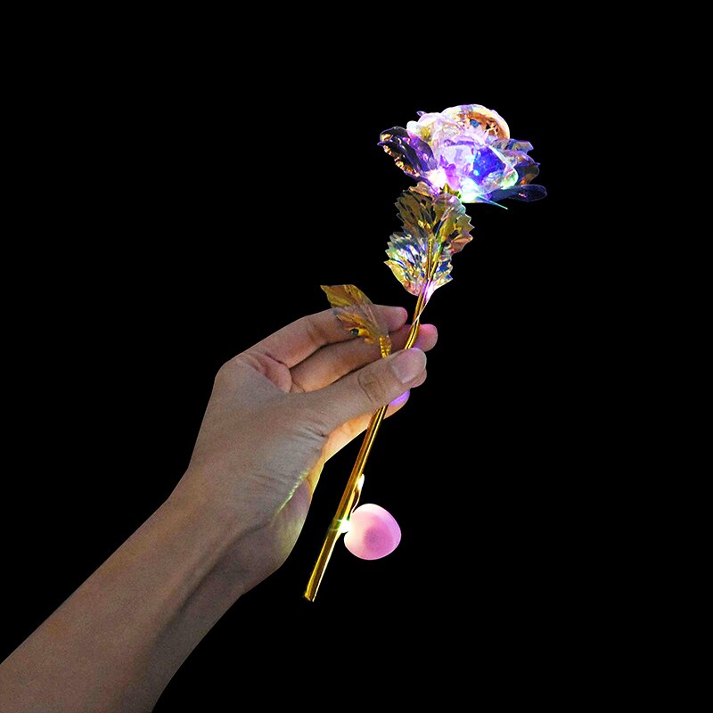 LED feuille d'or artificielle Rose fleurs avec boîte Rose éternelle branche chaude saint valentin pour mariage décor fête d'anniversaire