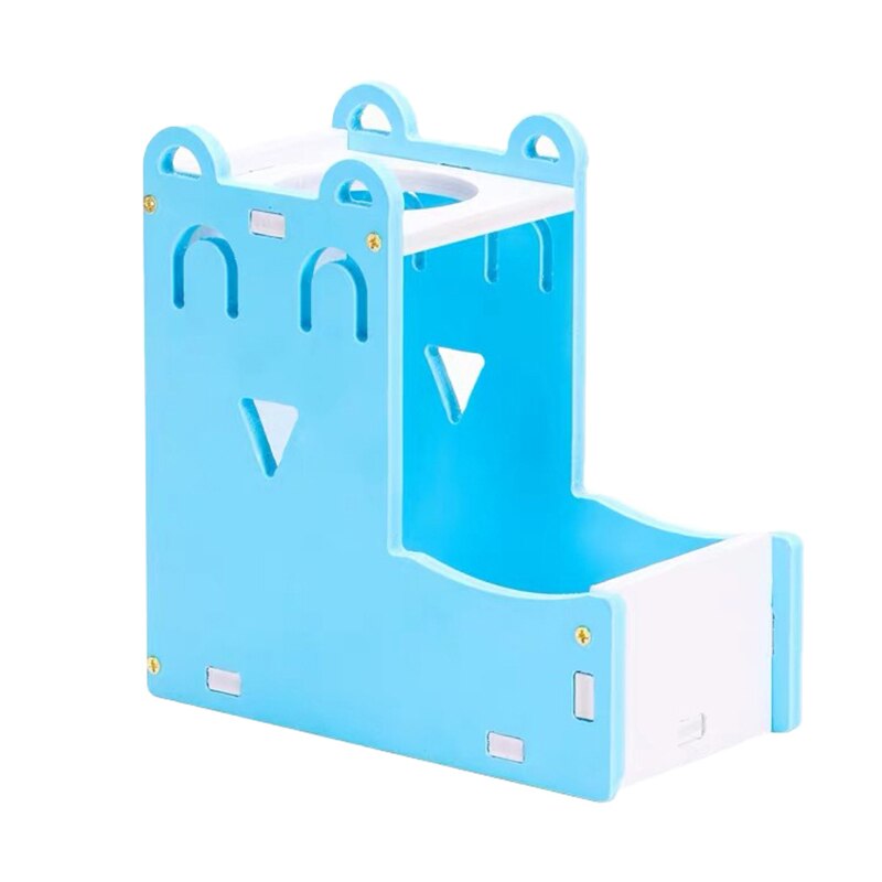 Cuenco de comida para mascota pequeña, jaula para hámster, cuenco de agua de beber cuadrado, alimentador de ardillas Multicolor, suministros para mascotas: blue